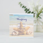 Starfish and Seashells on the Beach Wedding Invite Kaart (Staand voorkant)