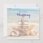 Starfish and Seashells on the Beach Wedding Invite Kaart (Voorkant)