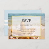 Starfish and Seashells on the Beach Weddiong RSVP (Voorkant / Achterkant)