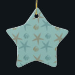 Starfish and Shells Keramisch Ornament<br><div class="desc">Zeeduivel en schelpen,  met zeewater- en perzikthema oceaankunst</div>