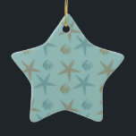 Starfish and Shells Keramisch Ornament<br><div class="desc">Zeeduivel en schelpen,  met zeewater- en perzikthema oceaankunst</div>