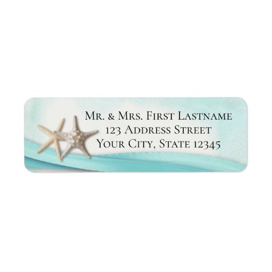 Starfish and Turquoise Ribbon Etiket (Voorkant)