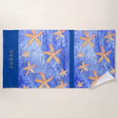 Starfish and water effect met aanpasbare naam strandlaken (Voorkant)
