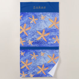 Starfish and water effect met aanpasbare naam strandlaken