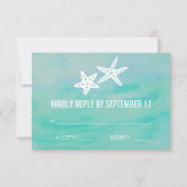 Starfish Aqua Beach Bruiloft RSVP Respons Kaart (Voorkant)