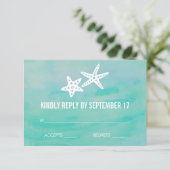 Starfish Aqua Beach Bruiloft RSVP Respons Kaart (Staand voorkant)