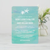 Starfish Aqua Beach Wedding Invitations Kaart (Staand voorkant)