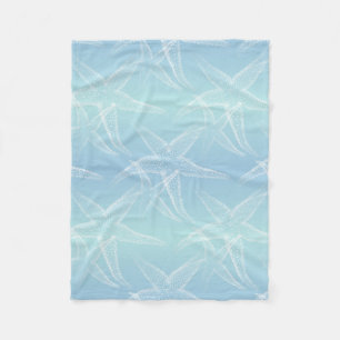 Starfish Aqua Blue Beach Fleece Blanket