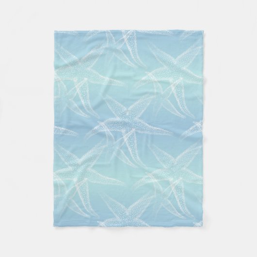 Starfish Aqua Blue Beach Fleece Blanket (Voorkant)