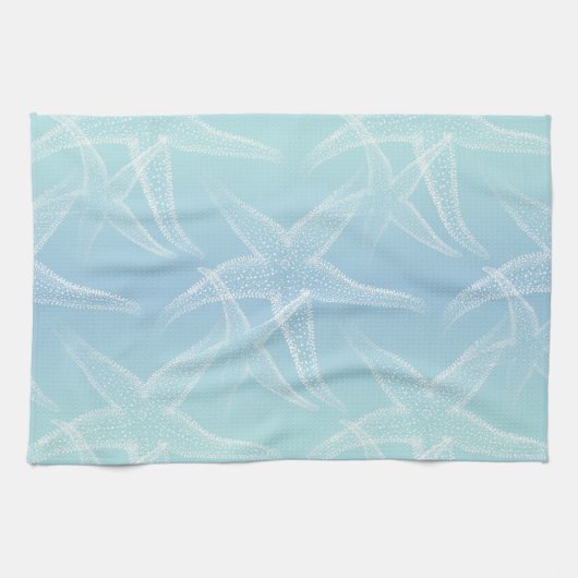Starfish Aqua Blue Beach Kitchen Towel Theedoek (Horizontaal)