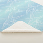 Starfish Aqua Blue Beach Sherpa Blanket Deken (3/4)