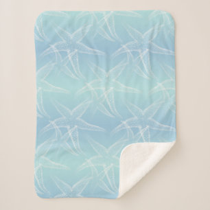 Starfish Aqua Blue Beach Sherpa Blanket Sherpa Deken