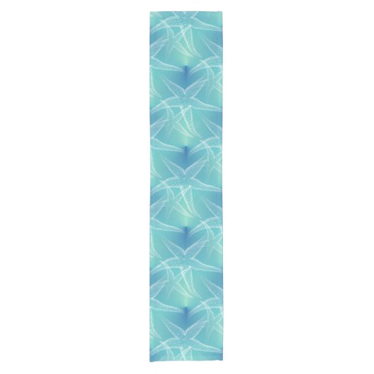 Starfish Aqua Blue Zee Beach Table Runner Korte Tafelloper (Voorkant)