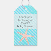 Starfish Aqua Dank u Baby shower Cadeaulabel (Voorkant)