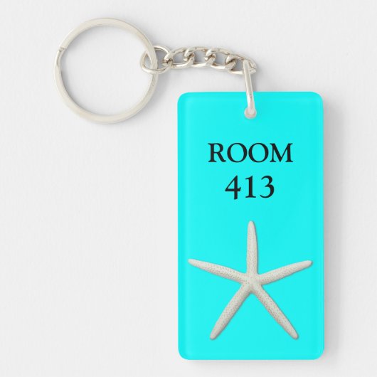 Starfish Aqua Marine Room Number Sleutelhanger (Voorkant)