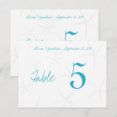 Starfish Aqua Numbers Reception Table Cards Briefkaart (Voorkant / Achterkant)