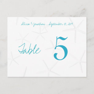 Starfish Aqua Numbers Reception Table Cards Briefkaart
