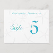 Starfish Aqua Numbers Reception Table Cards Briefkaart (Voorkant)