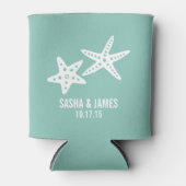 Starfish Aqua Personalized Wedding Favor Blikjeskoeler (Voorkant)