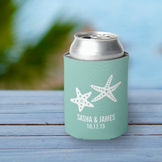 Starfish Aqua Personalized Wedding Favor Blikjeskoeler