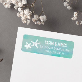Starfish Aqua Return Address Labels