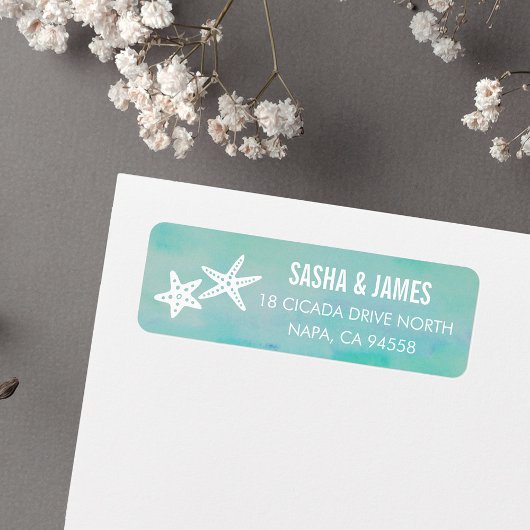 Starfish Aqua Return Address Labels