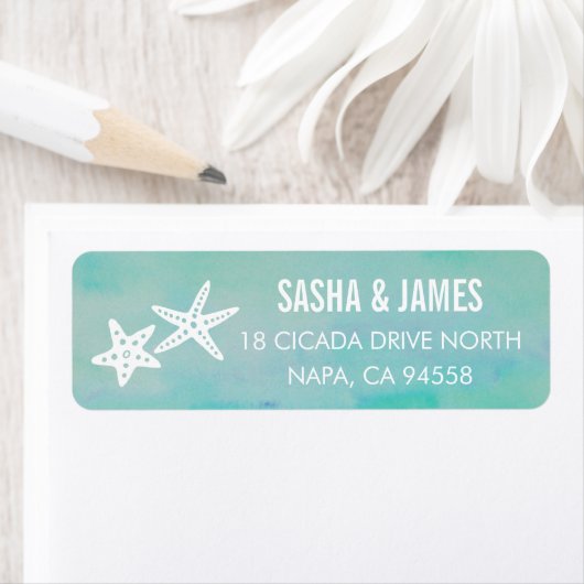 Starfish Aqua Return Address Labels (Insitu)