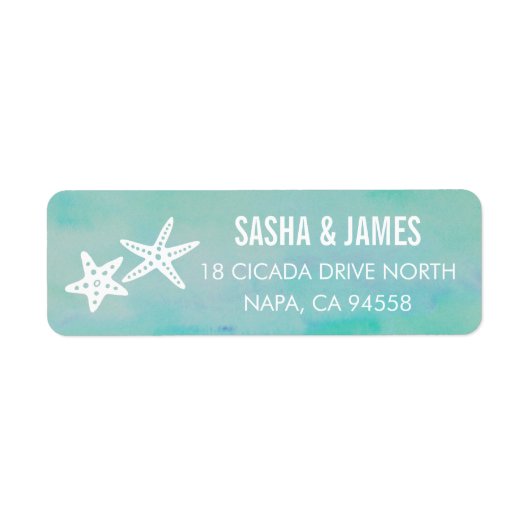 Starfish Aqua Return Address Labels (Voorkant)