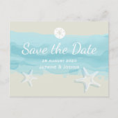 Starfish, aqua waterverf strand /save the date aankondigingskaart (Voorkant)