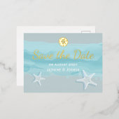 Starfish, aqua waterverf strand /save the date folie uitnodiging briefkaart (Voorkant / Achterkant)