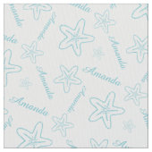 Starfish aqua witte op maat gemaakte stof (Close Up)