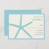 Starfish Aquamarine Wedding RSVP Kaarten (Voorkant / Achterkant)
