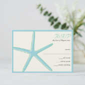 Starfish Aquamarine Wedding RSVP Kaarten Kaartje (Staand voorkant)