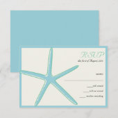 Starfish Aquamarine Wedding RSVP Kaarten Kaartje (Voorkant / Achterkant)
