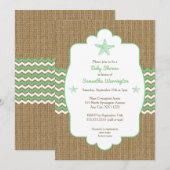 Starfish baby shower nodigt zee groene burlap uit kaart (Voorkant / Achterkant)