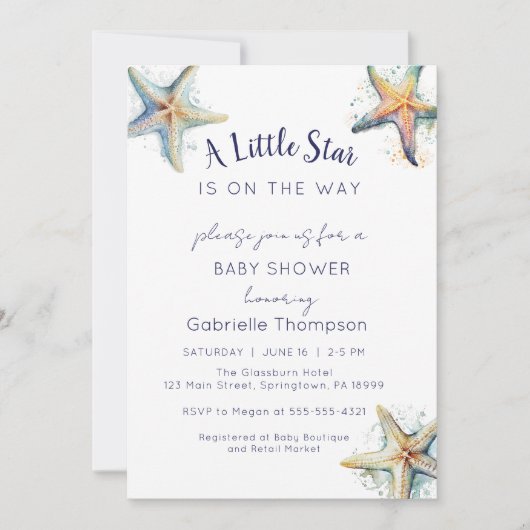 STARFISH Baby shower Uitnodiging (Voorkant)