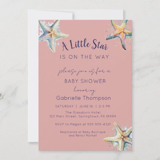 STARFISH Baby shower Uitnodiging (Voorkant)
