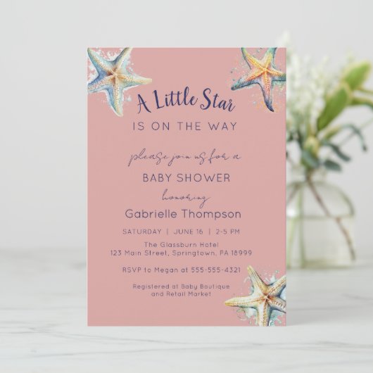 STARFISH Baby shower Uitnodiging (Staand voorkant)