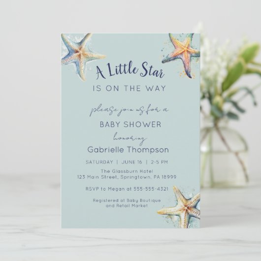 STARFISH Baby shower Uitnodiging (Staand voorkant)