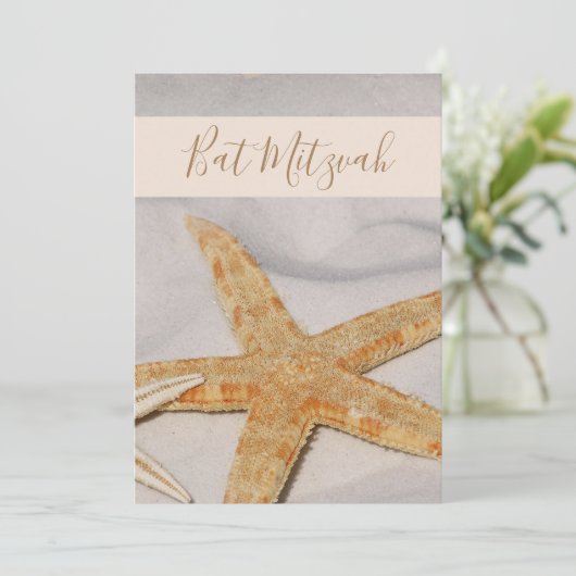 Starfish Bat Mitzvah Uitnodiging (Staand voorkant)