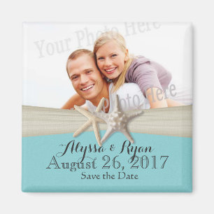 Starfish Beach Aqua Blue Save the Date Photo Magneet