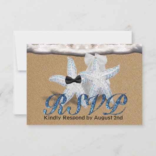 Starfish Beach Aqua RSVP Kaartje (Voorkant)