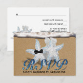 Starfish Beach Aqua RSVP Kaartje (Voorkant / Achterkant)