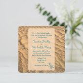 Starfish Beach Blauwgroen en Sand Wedding Kaart (Staand voorkant)