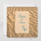 Starfish Beach Blauwgroen en Sand Wedding Kaart (Achterkant)