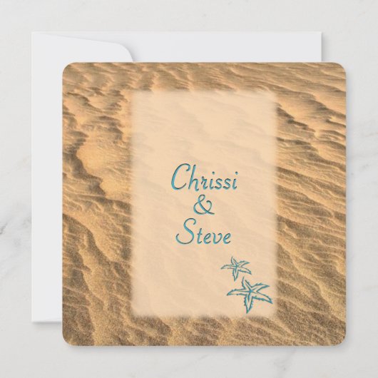 Starfish Beach Blauwgroen en Sand Wedding Kaart (Achterkant)