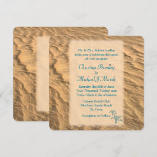 Starfish Beach Blauwgroen en Sand Wedding Kaart