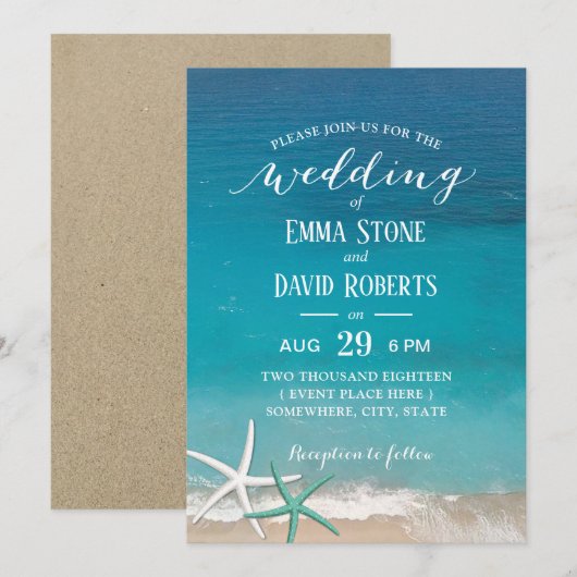 Starfish Beach bruiloft Kaart (Voorkant / Achterkant)