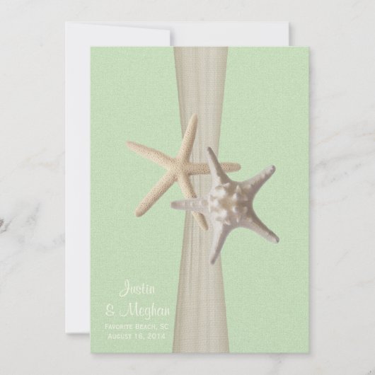 Starfish Beach bruiloft licht groen Kaart (Voorkant)