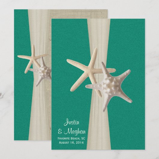 Starfish Beach bruiloft Ocean Green Kaart (Voorkant / Achterkant)
